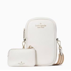 NEW Kate Spade Rosie Pebbled Leather North South Phone Zip Crossbody WHITE